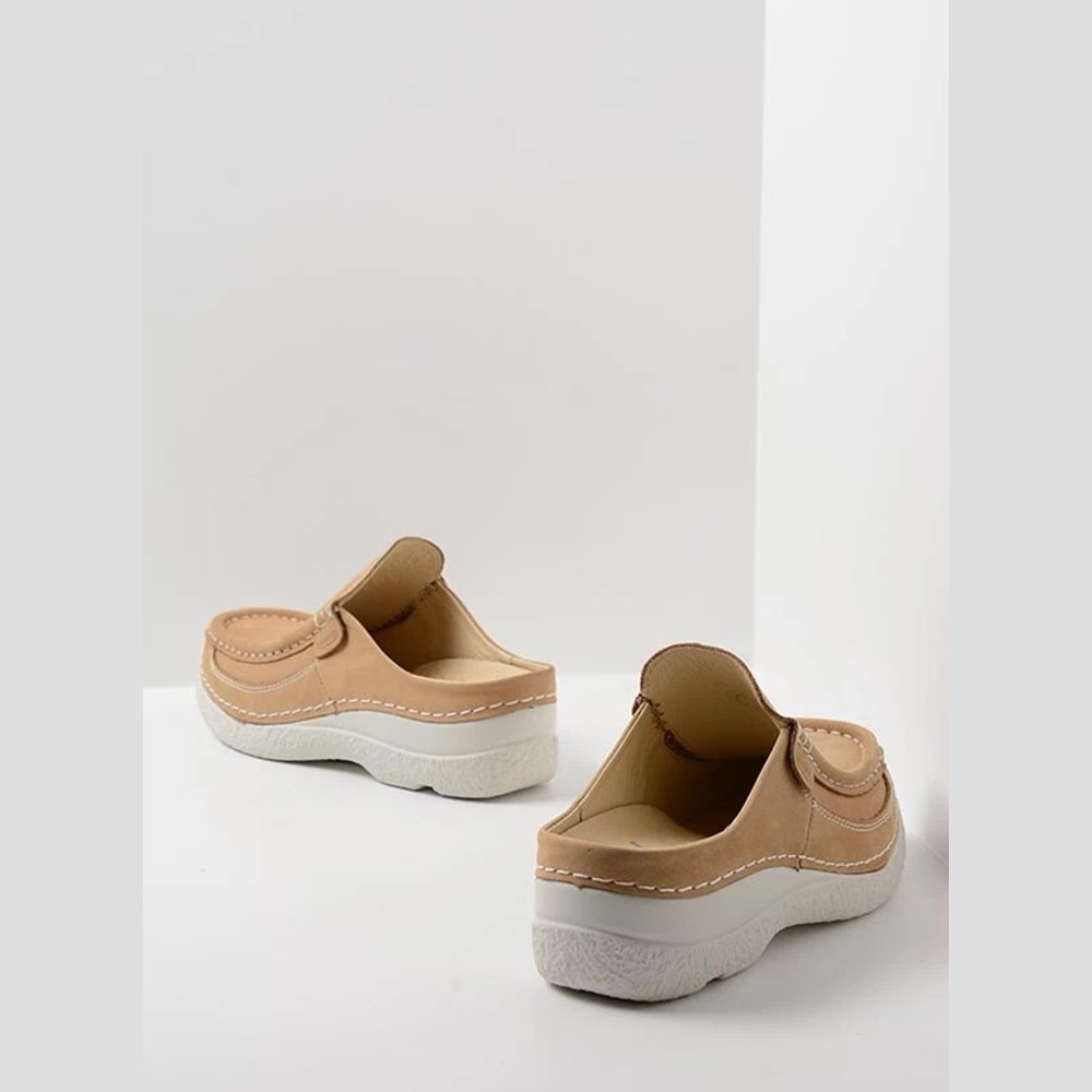 Beige Wolky Roll Women's Slides | CQNG20861