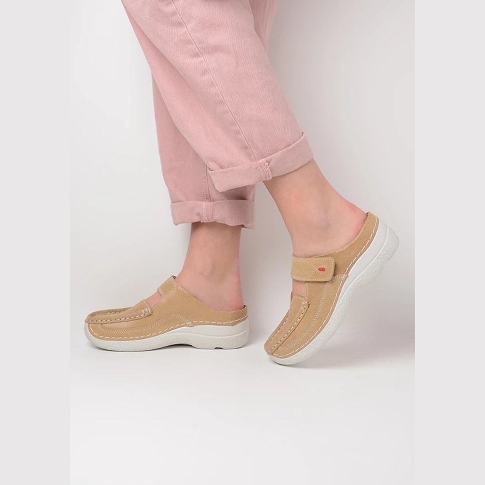 Beige Wolky Roll Women's Slippers | EOJR86231