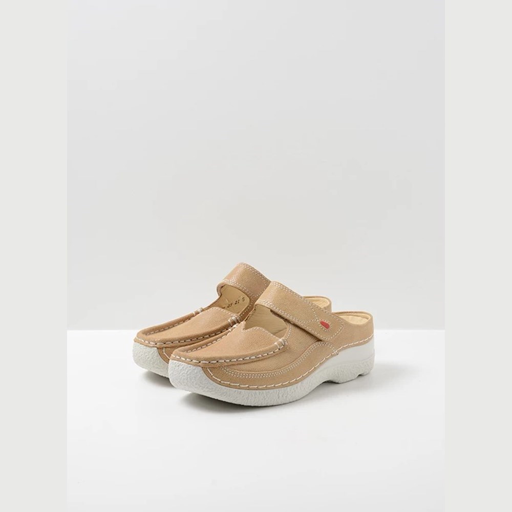 Beige Wolky Roll Women's Slippers | MJYL06593