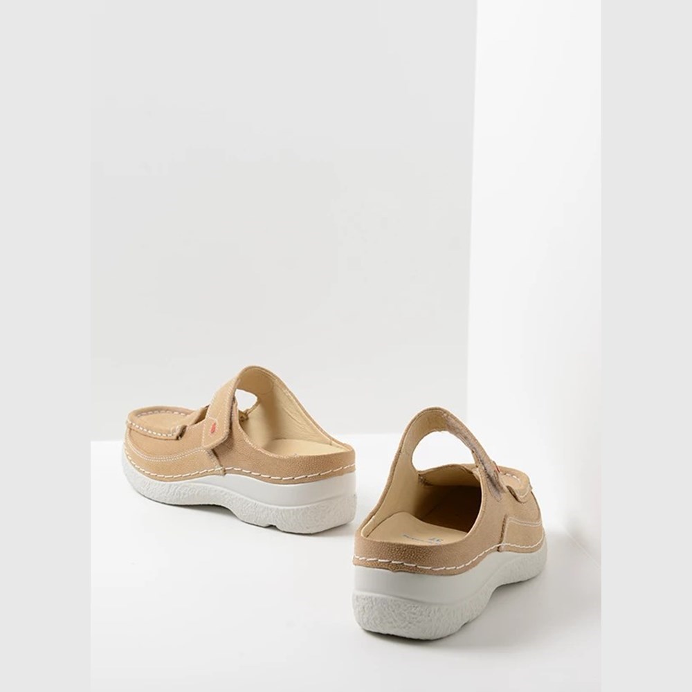 Beige Wolky Roll Women's Slippers | MJYL06593