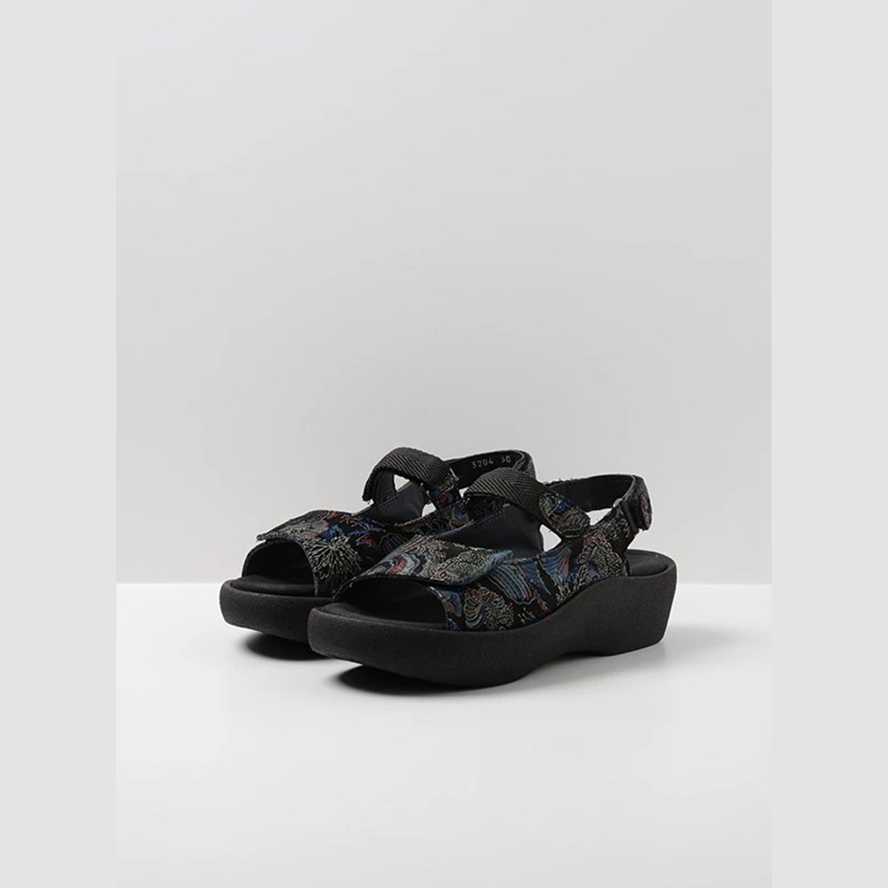 Black / Blue Wolky Jewel Women's Sandals | IBSZ05724