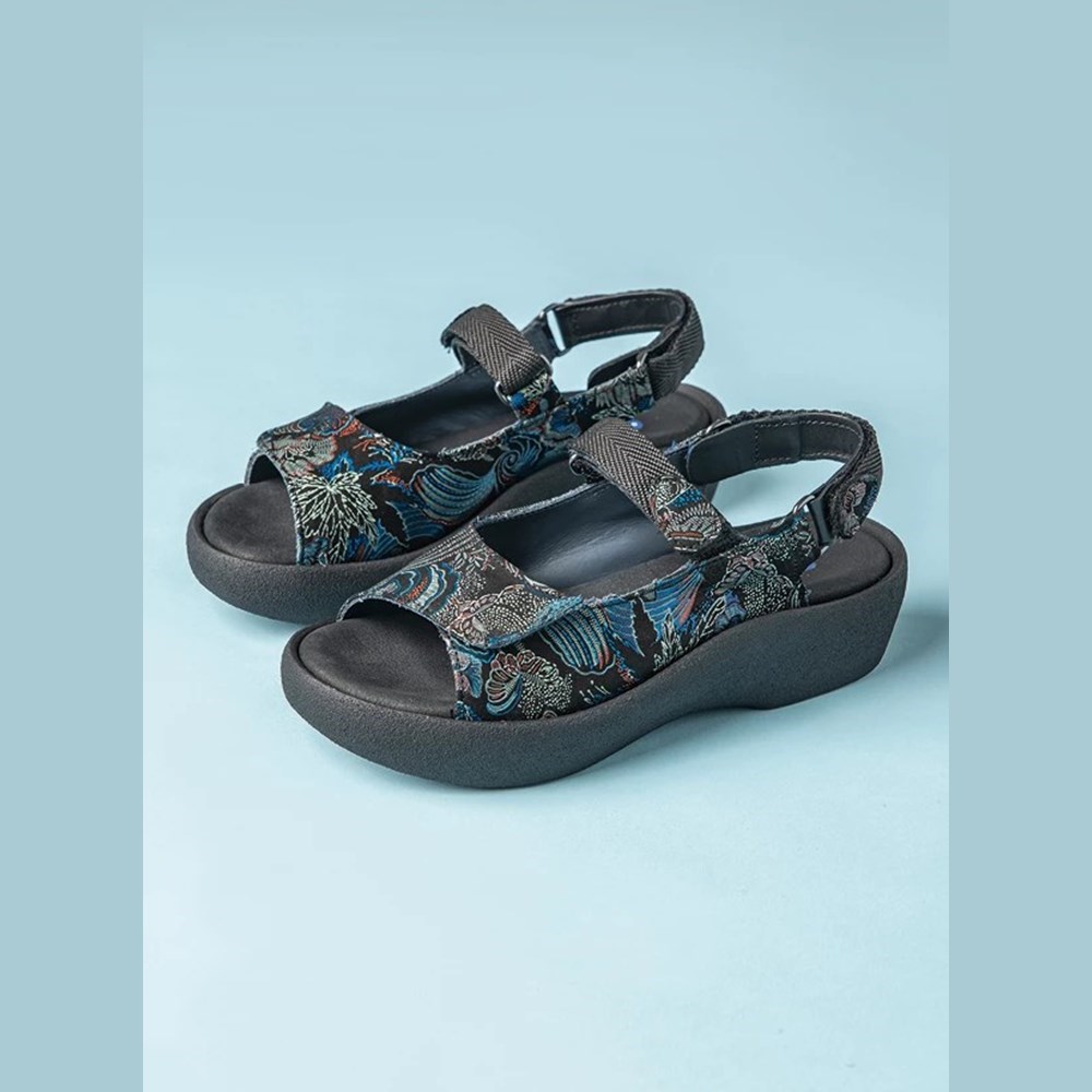 Black / Blue Wolky Jewel Women's Sandals | IBSZ05724