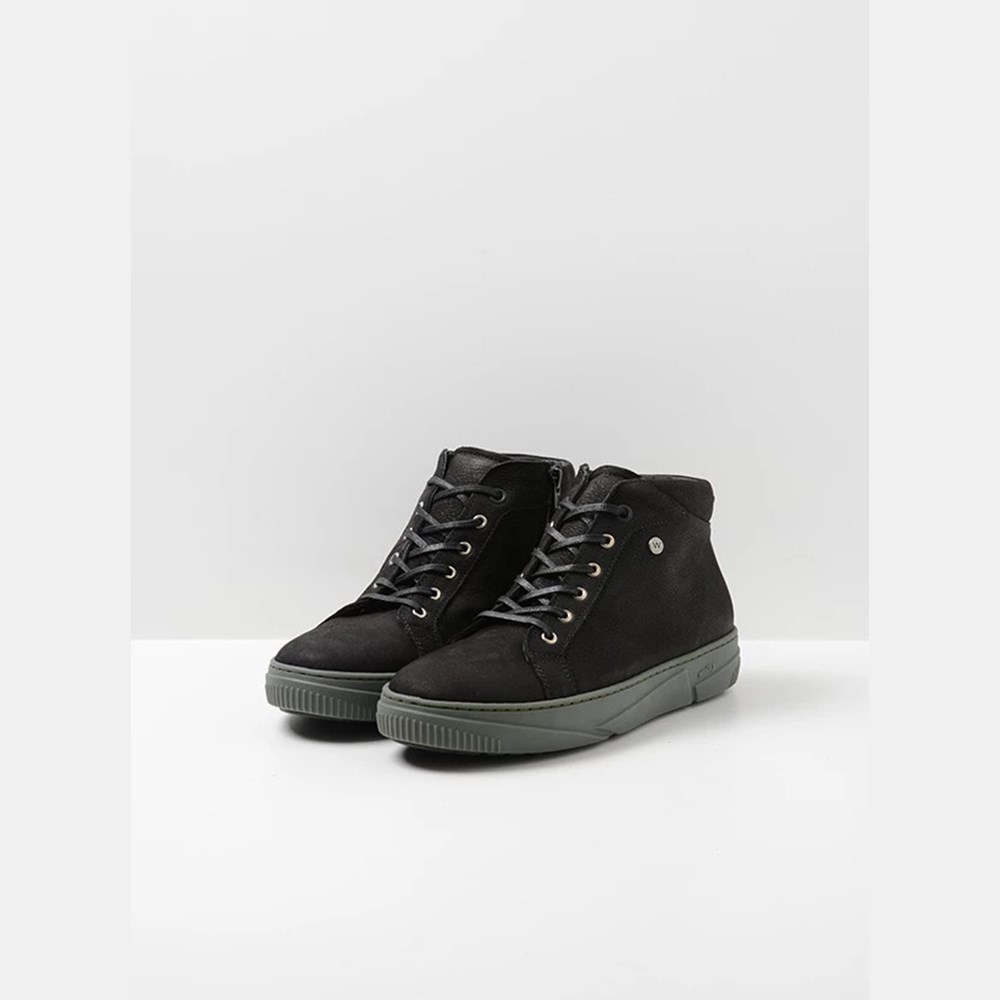 Black / Olive Green Wolky Compass Women's Sneakers | HUDQ41583