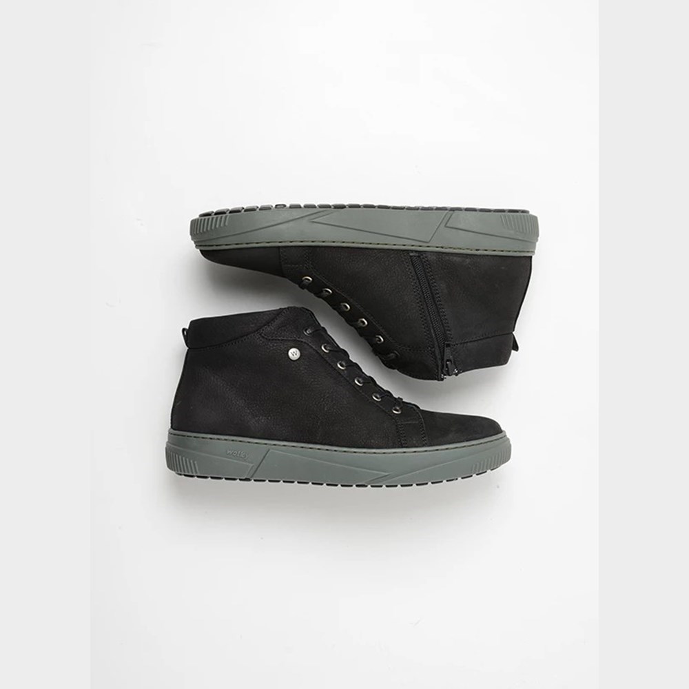 Black / Olive Green Wolky Compass Women's Sneakers | HUDQ41583