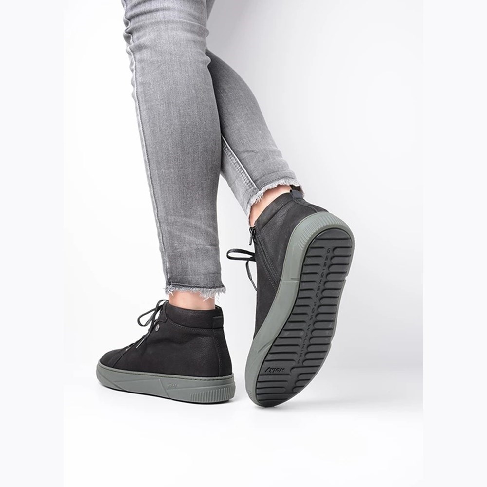 Black / Olive Green Wolky Compass Women's Sneakers | HUDQ41583