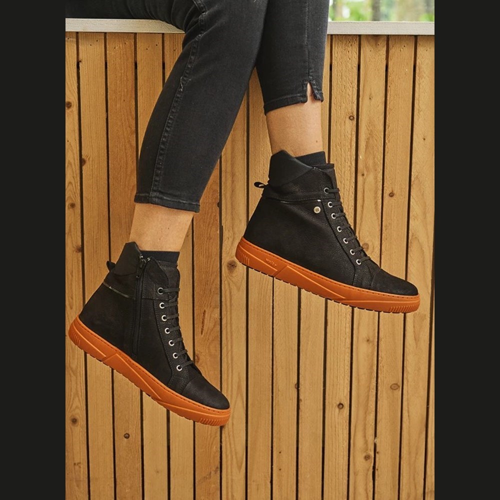 Black / Orange Wolky Wheel Women's Lace Up Shoes | CBVR61358