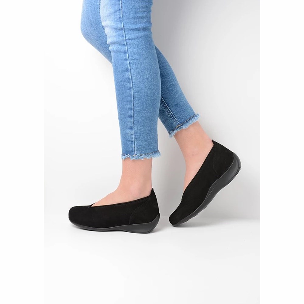 Black Wolky Ballet Women's Slip On Shoes | OEUD60984