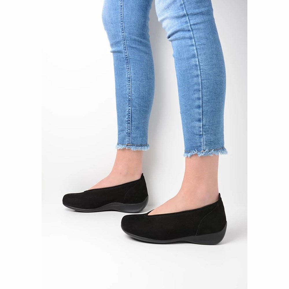 Black Wolky Ballet Women's Slip On Shoes | OEUD60984