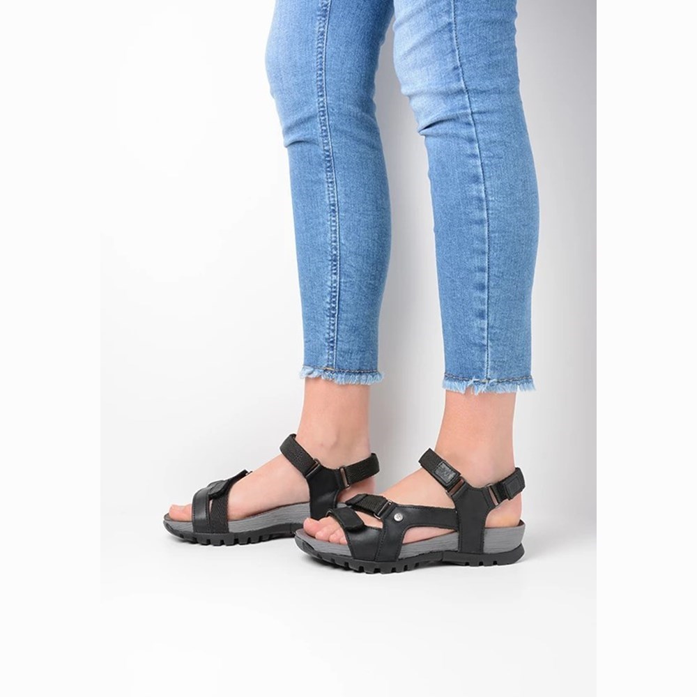 Black Wolky Cradle Women's Sandals | PLMC01963