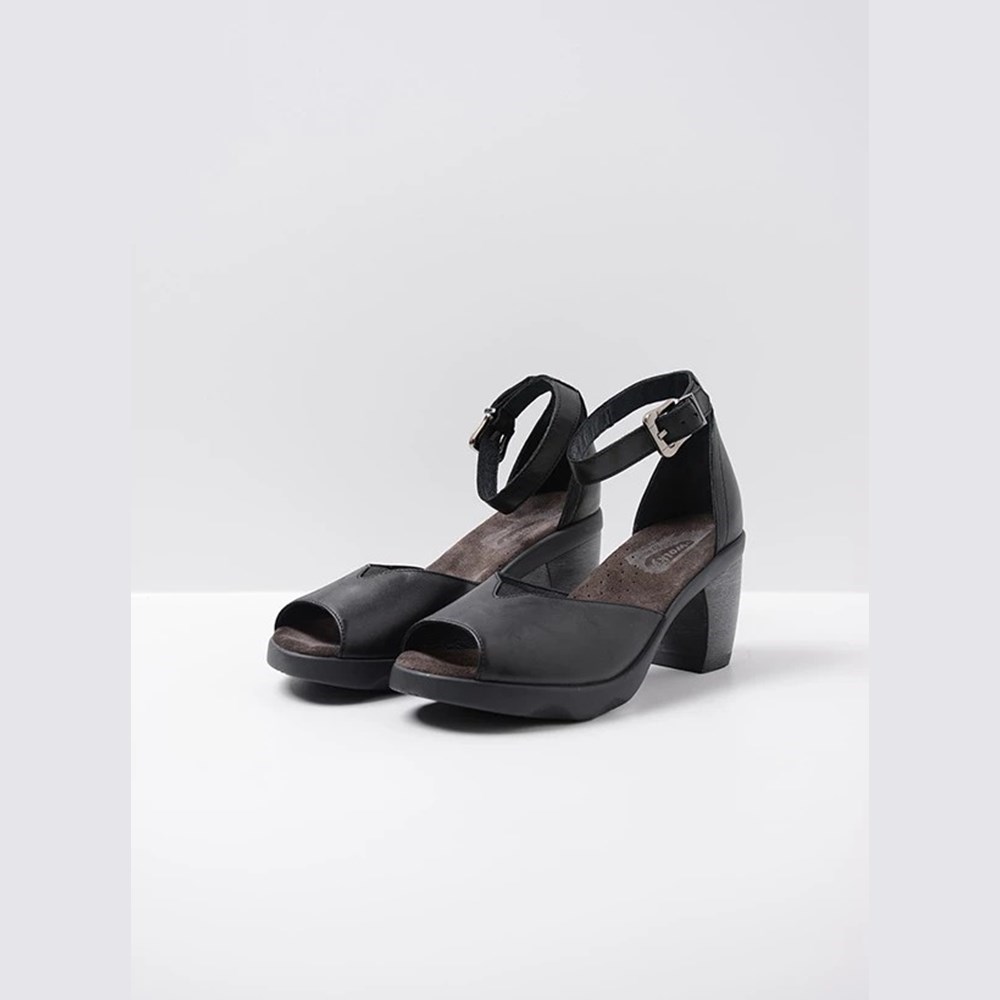 Black Wolky Jam Women's Sandals | JNPO94821