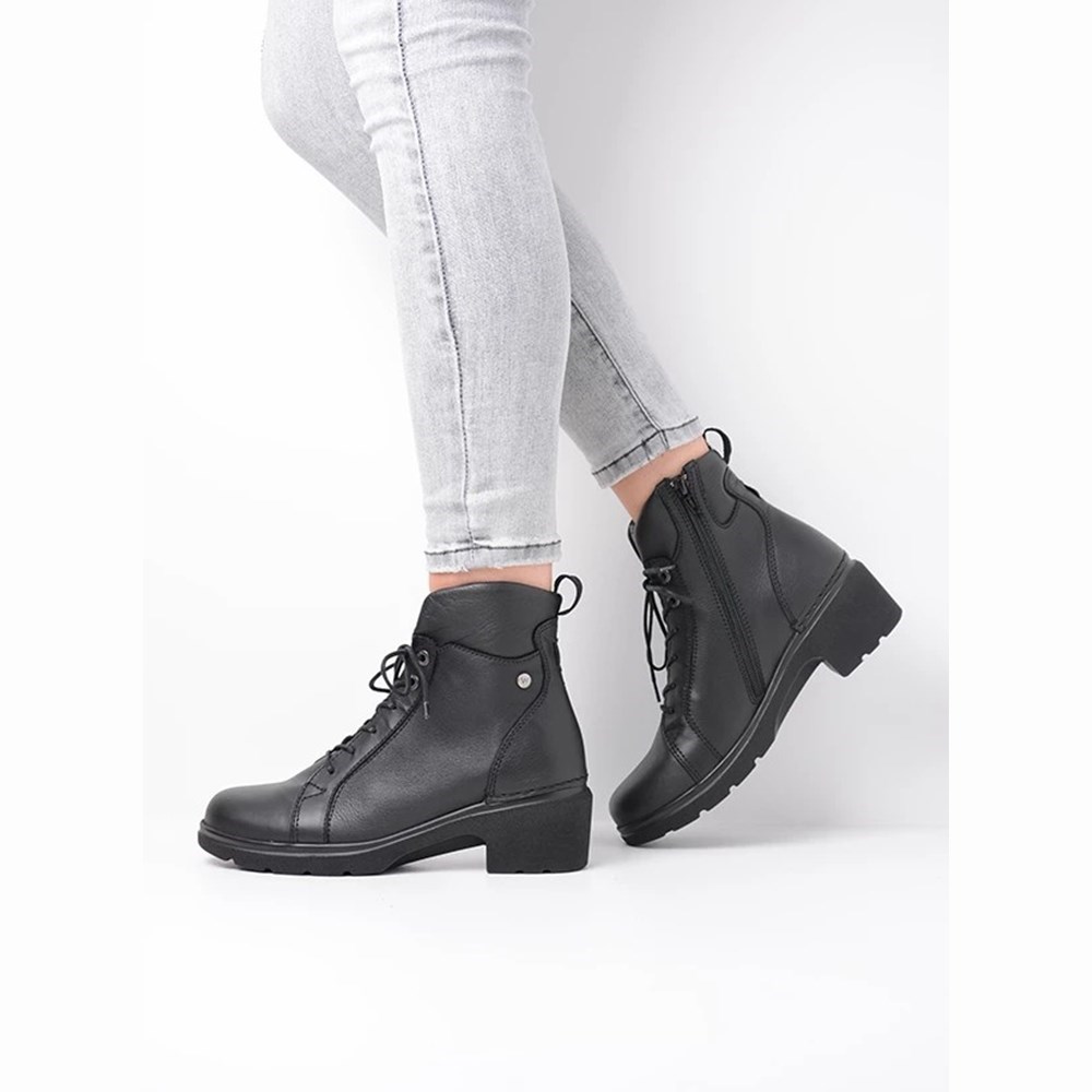 Black Wolky Midi Women's Biker Boots | FATW10679