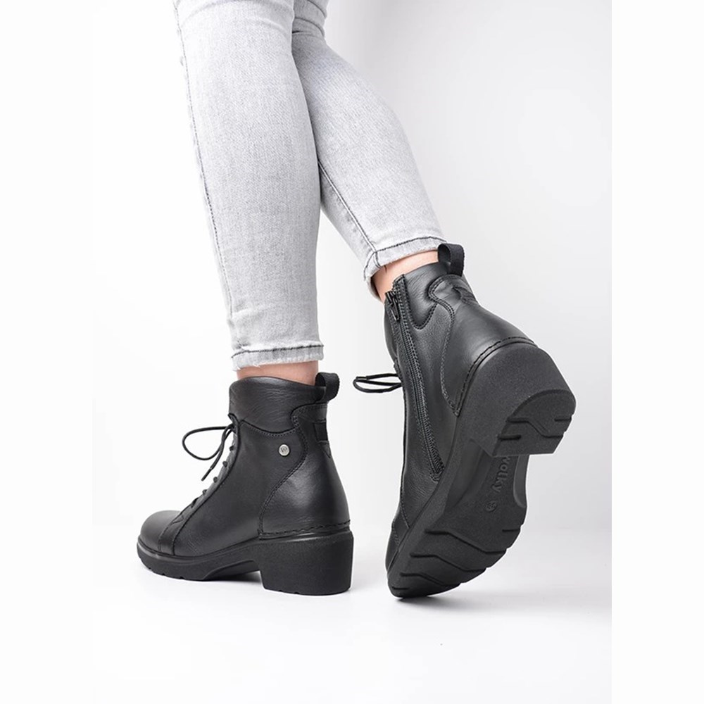 Black Wolky Midi Women's Lace Up Shoes | QWMK79130