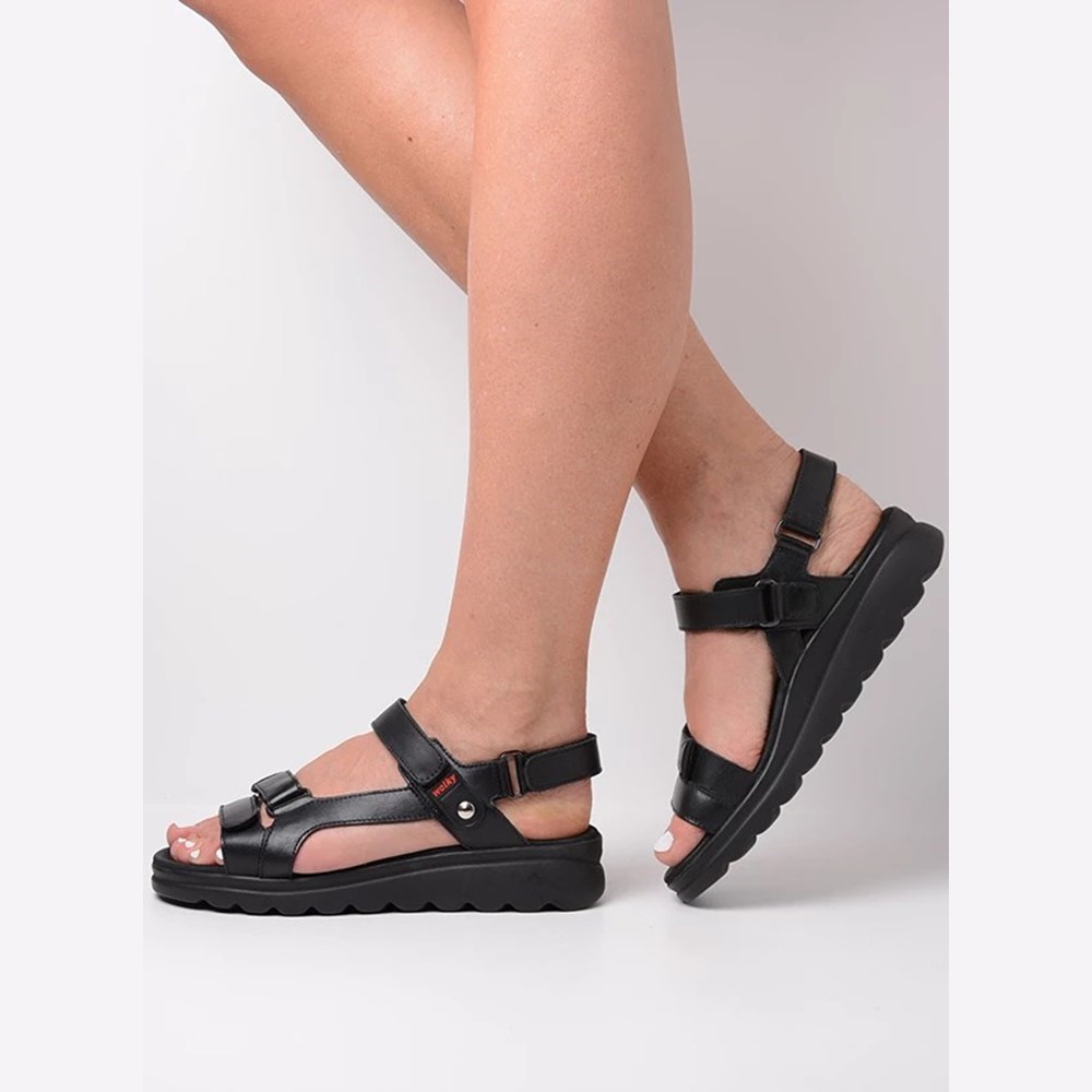 Black Wolky Mile Women's Sandals | GZYE34781