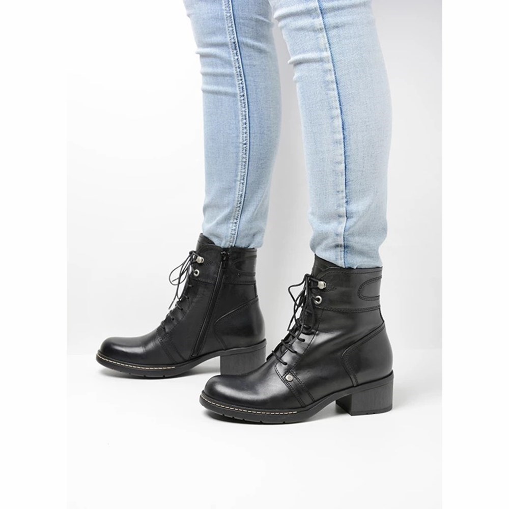 Black Wolky Red Deer Women's Biker Boots | YRKP35986