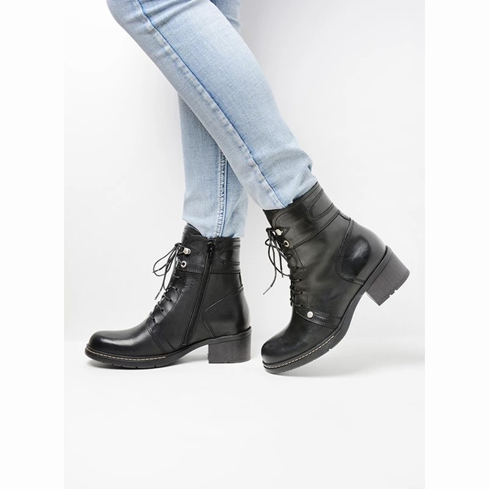 Black Wolky Red Deer Women's Biker Boots | YRKP35986