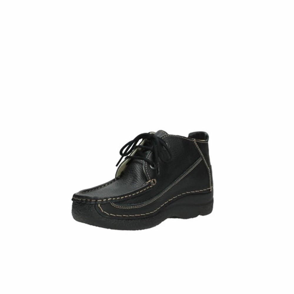 Black Wolky Roll Moc Women's Lace Up Shoes | PUTA07249