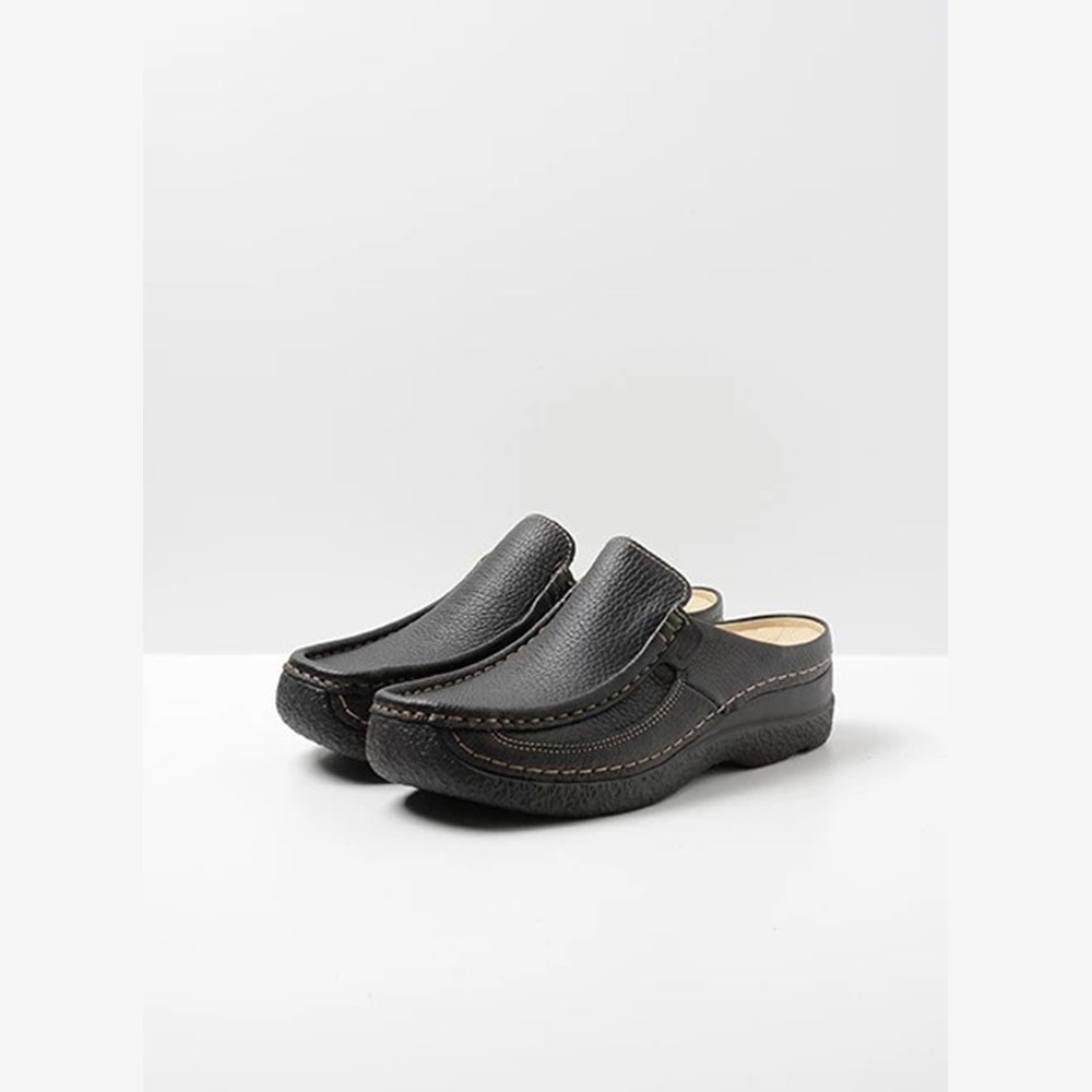 Black Wolky Roll Women's Slides | MFQL46329