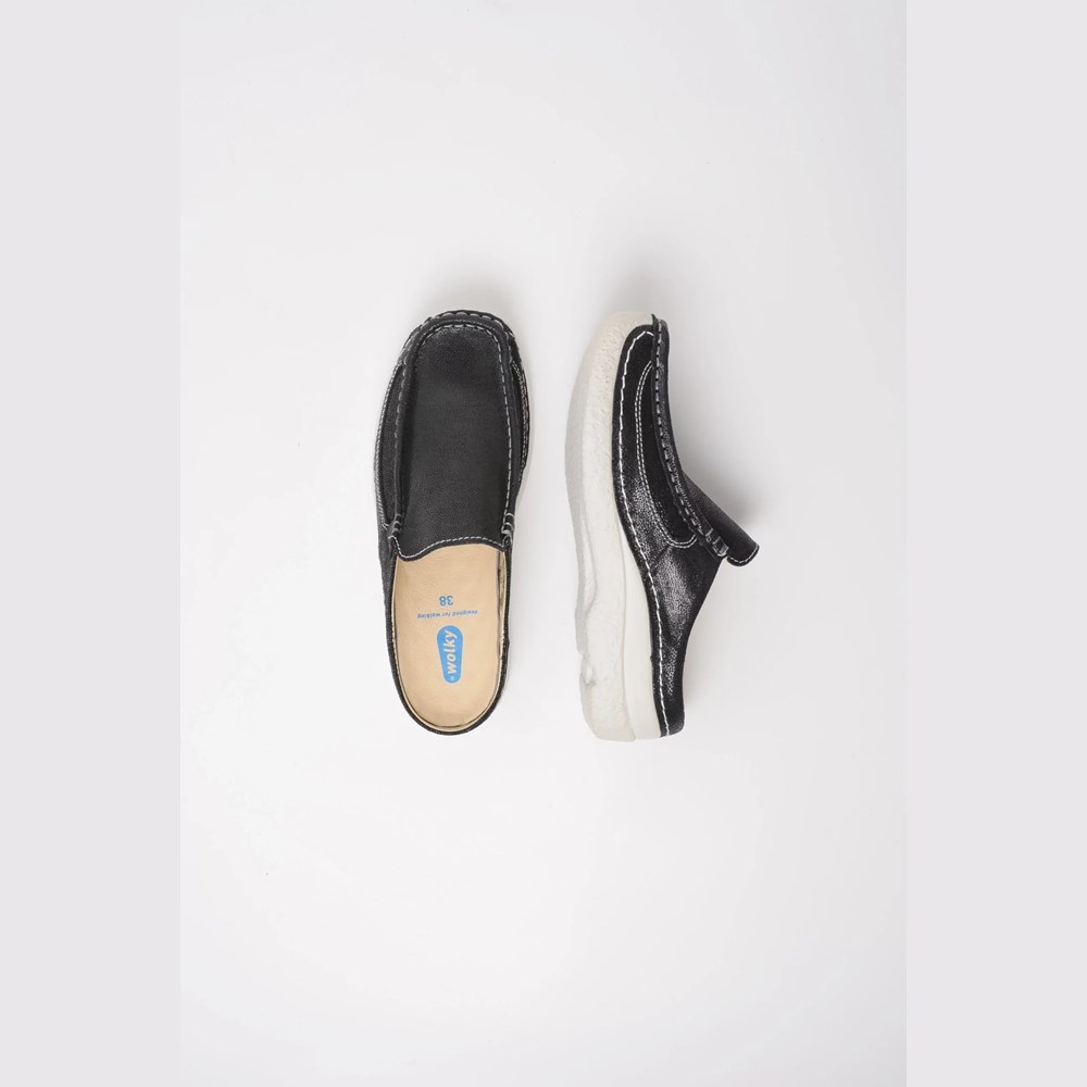 Black Wolky Roll Women's Slides | NPIL04763