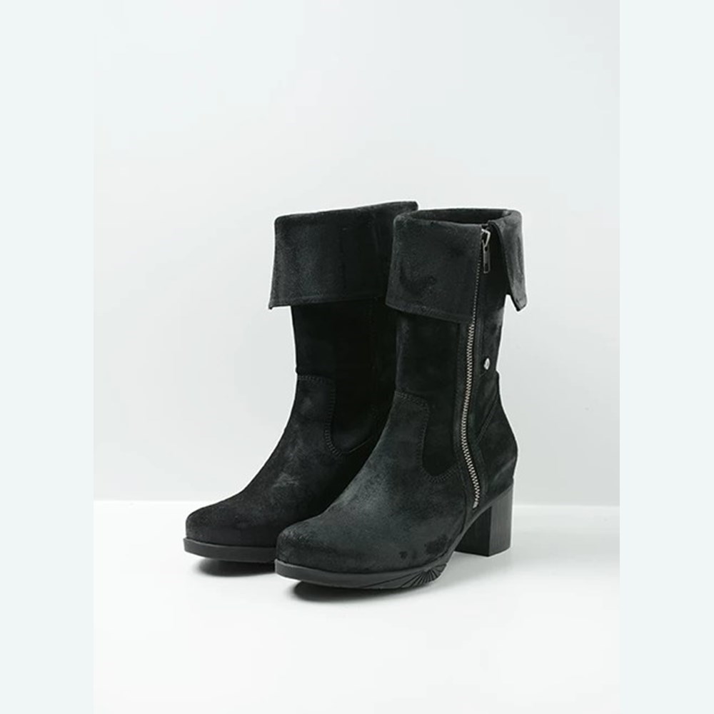 Black Wolky Salento Women's Mid Calf Boots | TMOQ06593