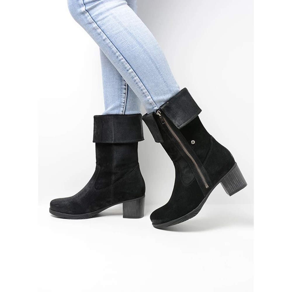 Black Wolky Salento Women's Mid Calf Boots | TMOQ06593