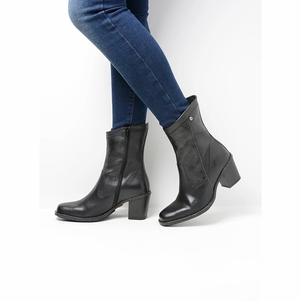 Black Wolky Senesi Women's Mid Calf Boots | RHSI69510