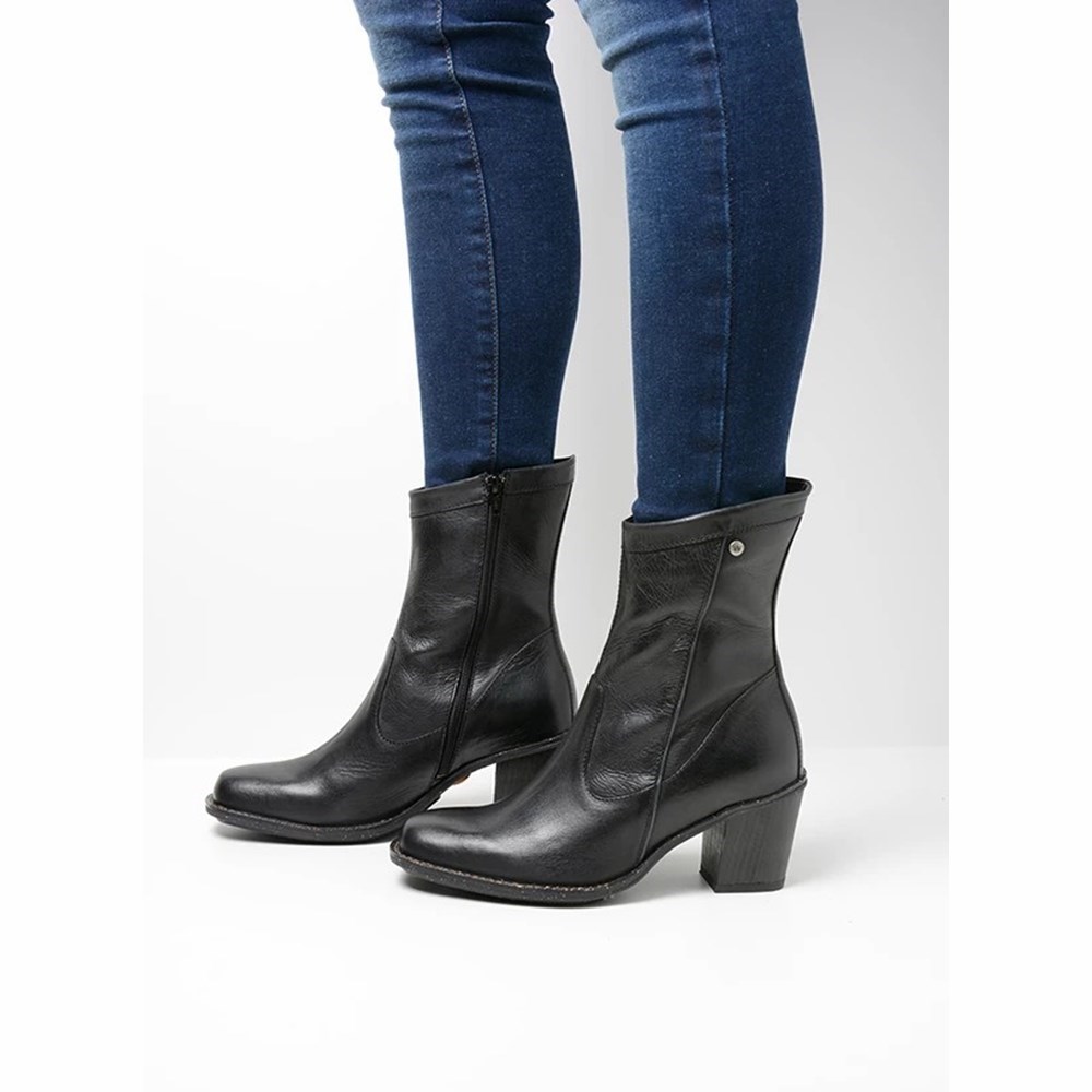 Black Wolky Senesi Women's Mid Calf Boots | RHSI69510