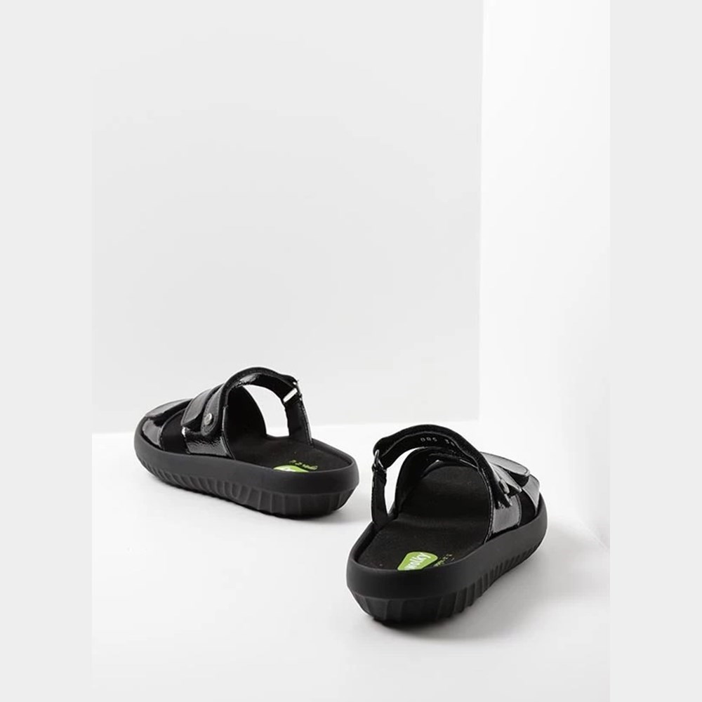 Black Wolky Sense Vegan Women's Sandals | KISN79821