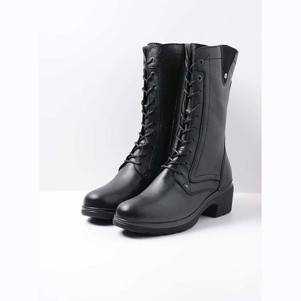 Black Wolky Shan Women's Biker Boots | QGLK48027