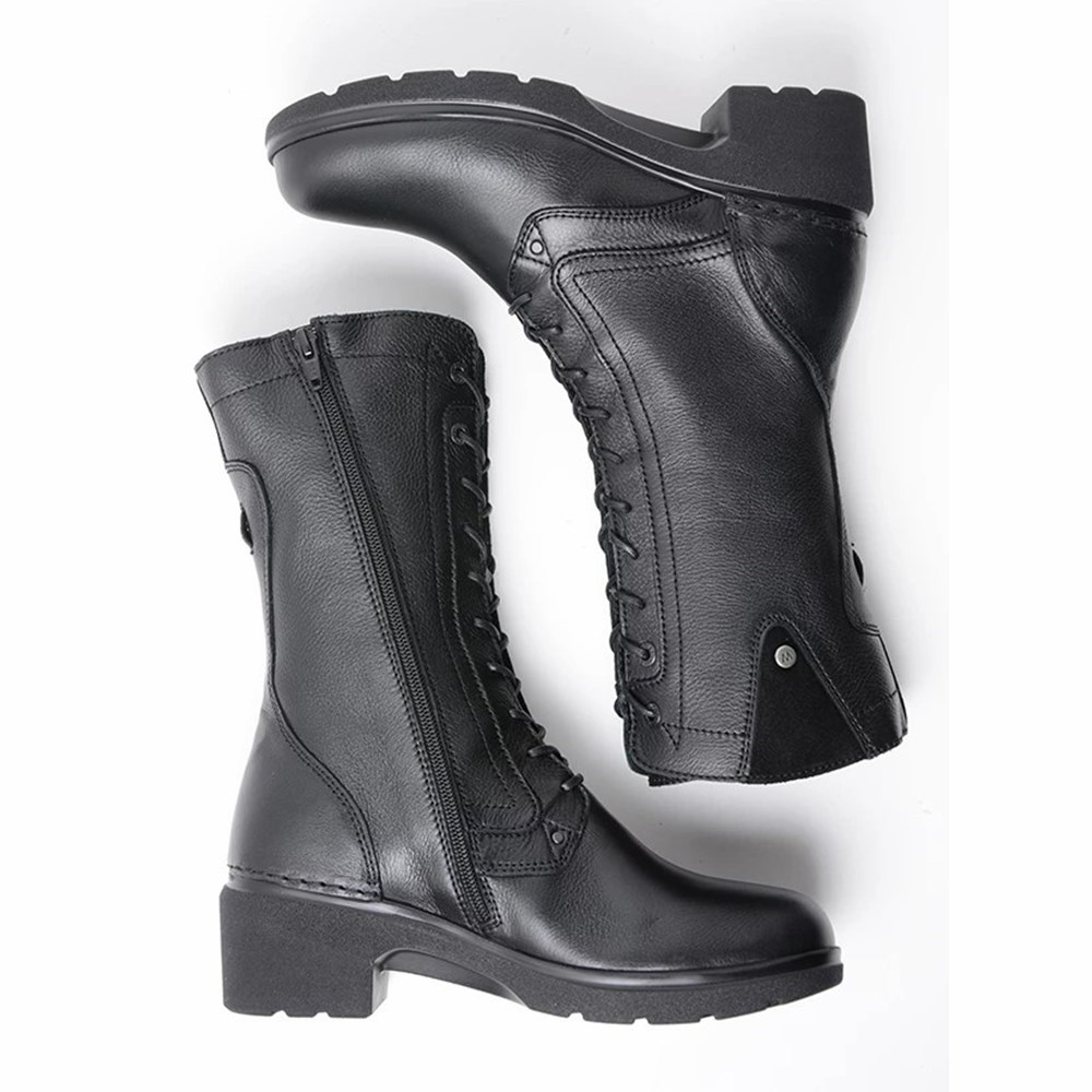 Black Wolky Shan Women's Biker Boots | QGLK48027