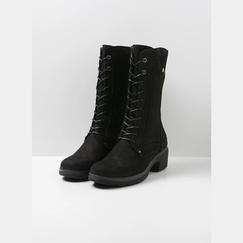 Black Wolky Shan Women's Biker Boots | TVKS20974