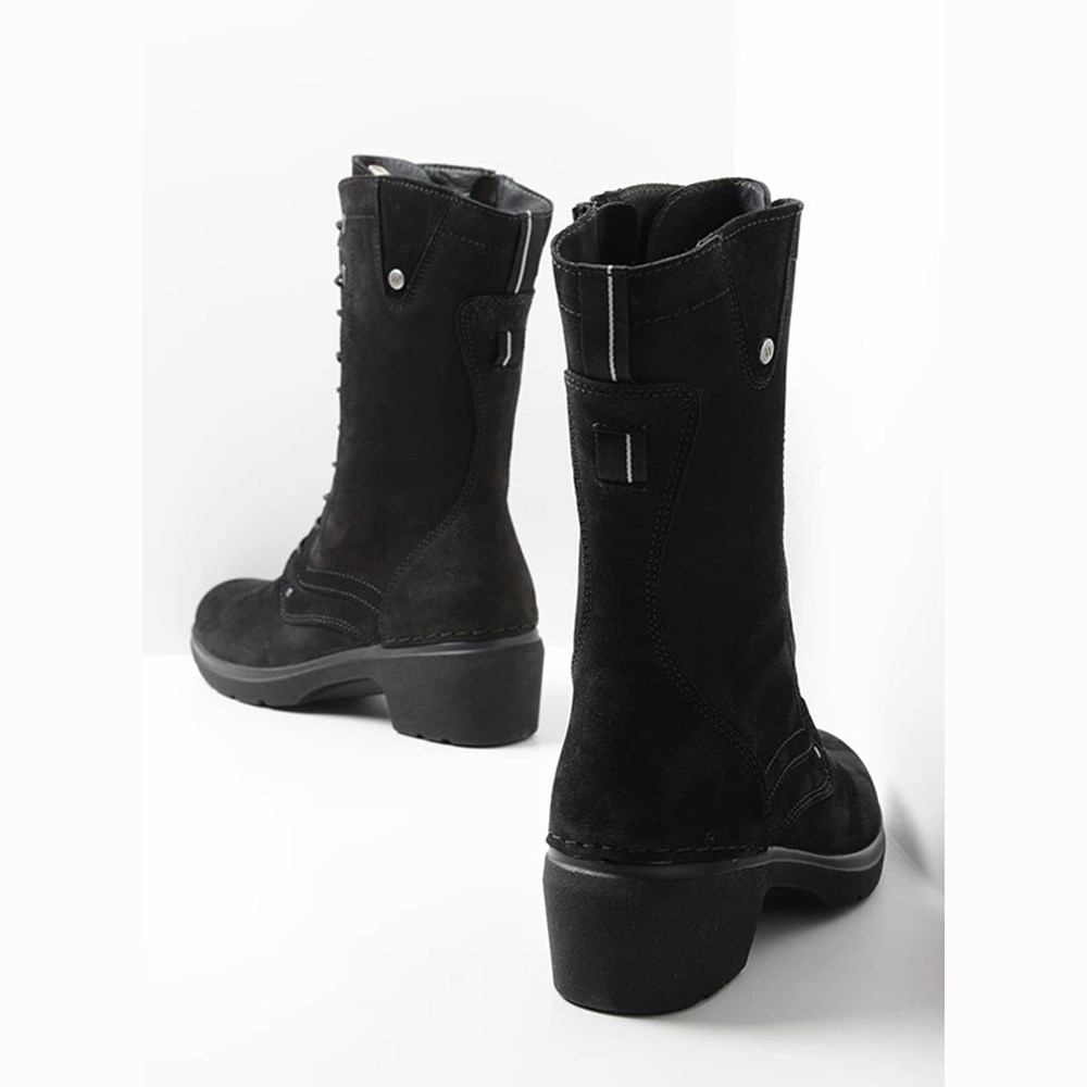 Black Wolky Shan Women's Biker Boots | TVKS20974