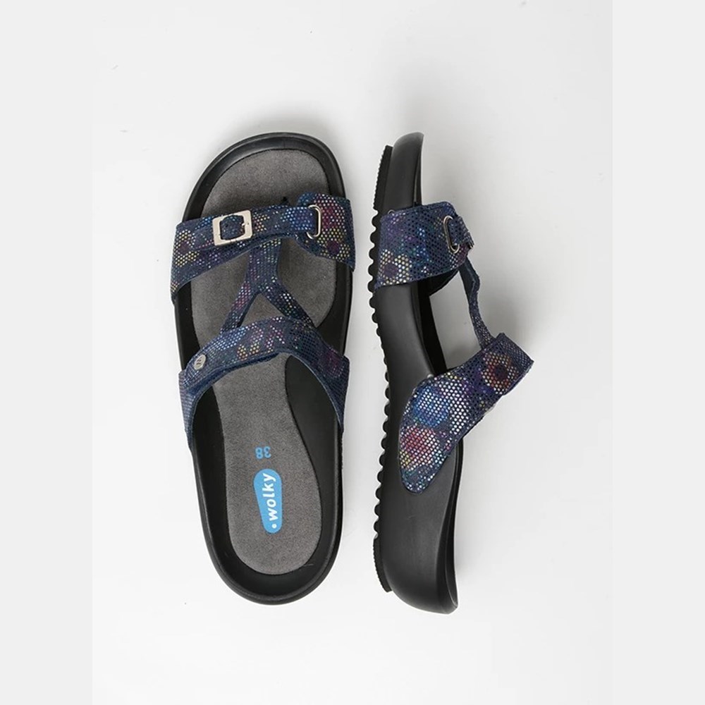 Blue Flower Wolky Connor Women's Sandals | TLAM87401