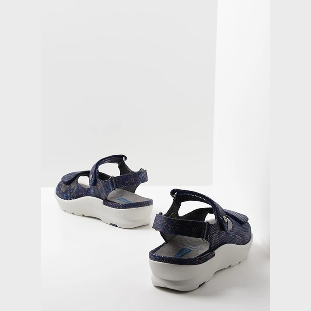 Blue Flower Wolky Delft Women's Sandals | BHJG06258