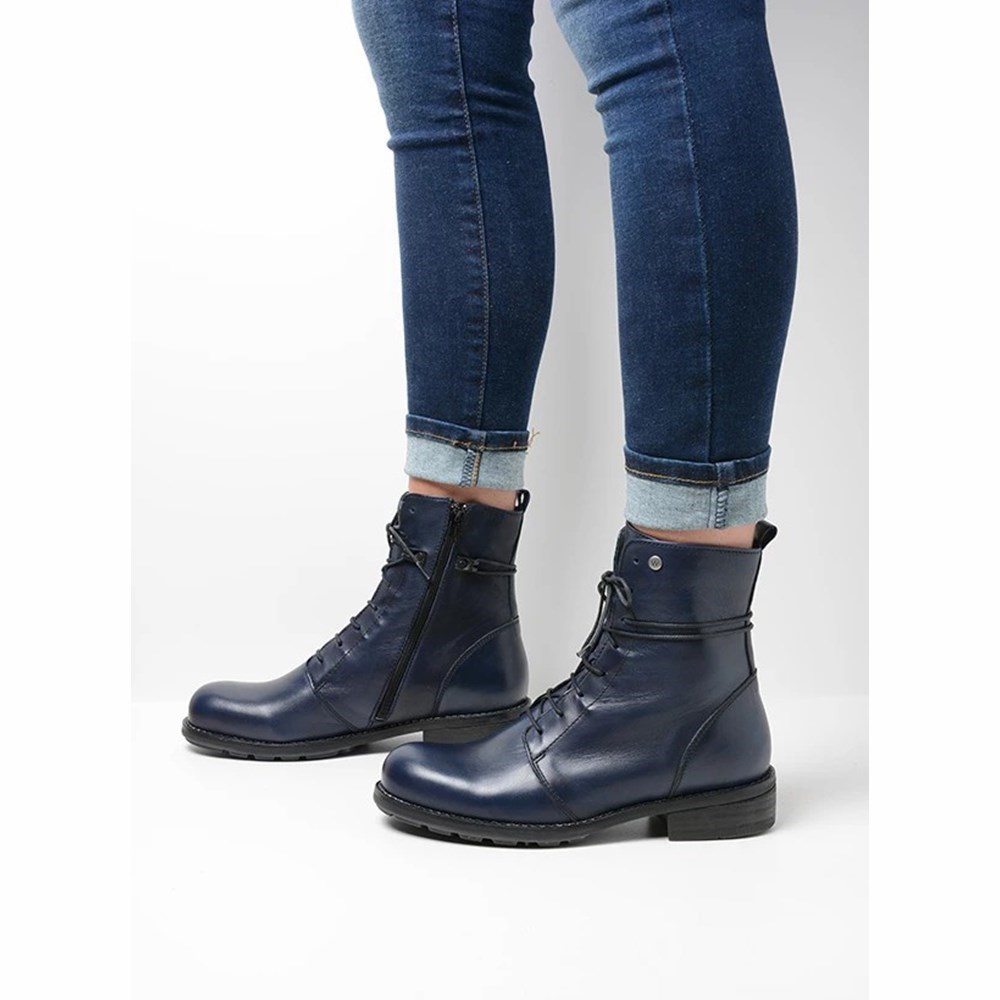 Blue Wolky Murray Xw Women's Biker Boots | XIOY23145