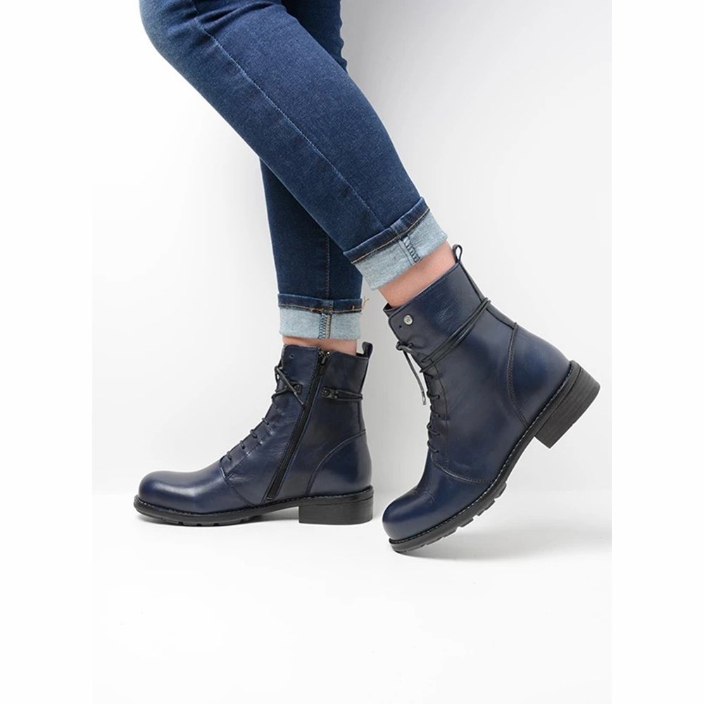 Blue Wolky Murray Xw Women's Biker Boots | XIOY23145