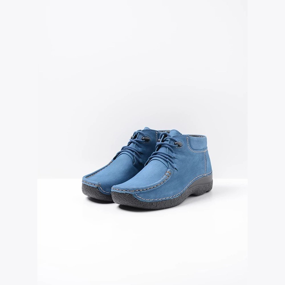 Blue Wolky Seamy Moc Women's Lace Up Shoes | JNGH48723