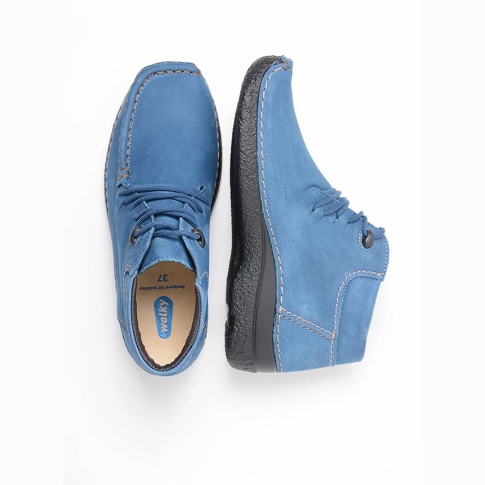 Blue Wolky Seamy Moc Women's Lace Up Shoes | JNGH48723