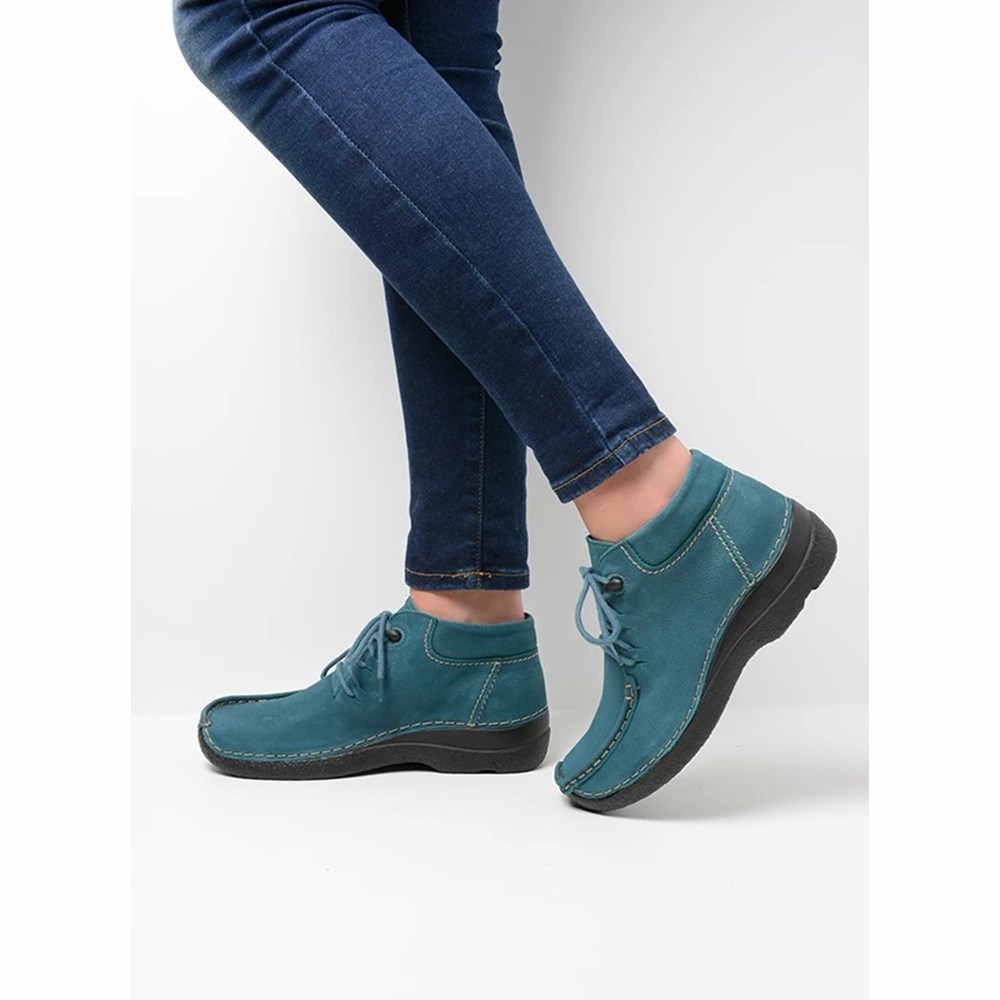 Blue Wolky Seamy Moc Women's Lace Up Shoes | WKEU38015