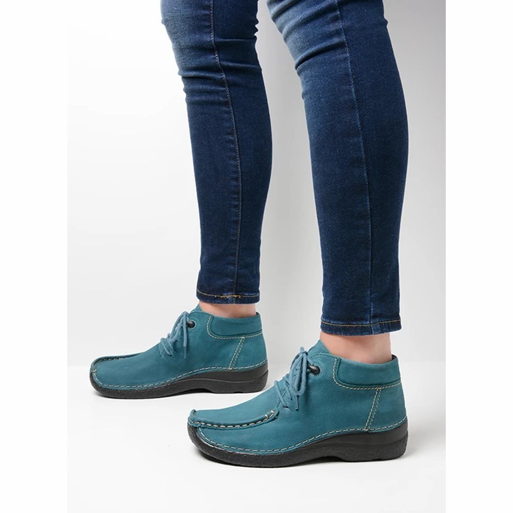 Blue Wolky Seamy Moc Women's Lace Up Shoes | WKEU38015