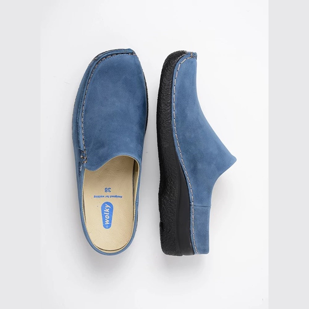 Blue Wolky Seamy Women's Slides | BKJZ40763