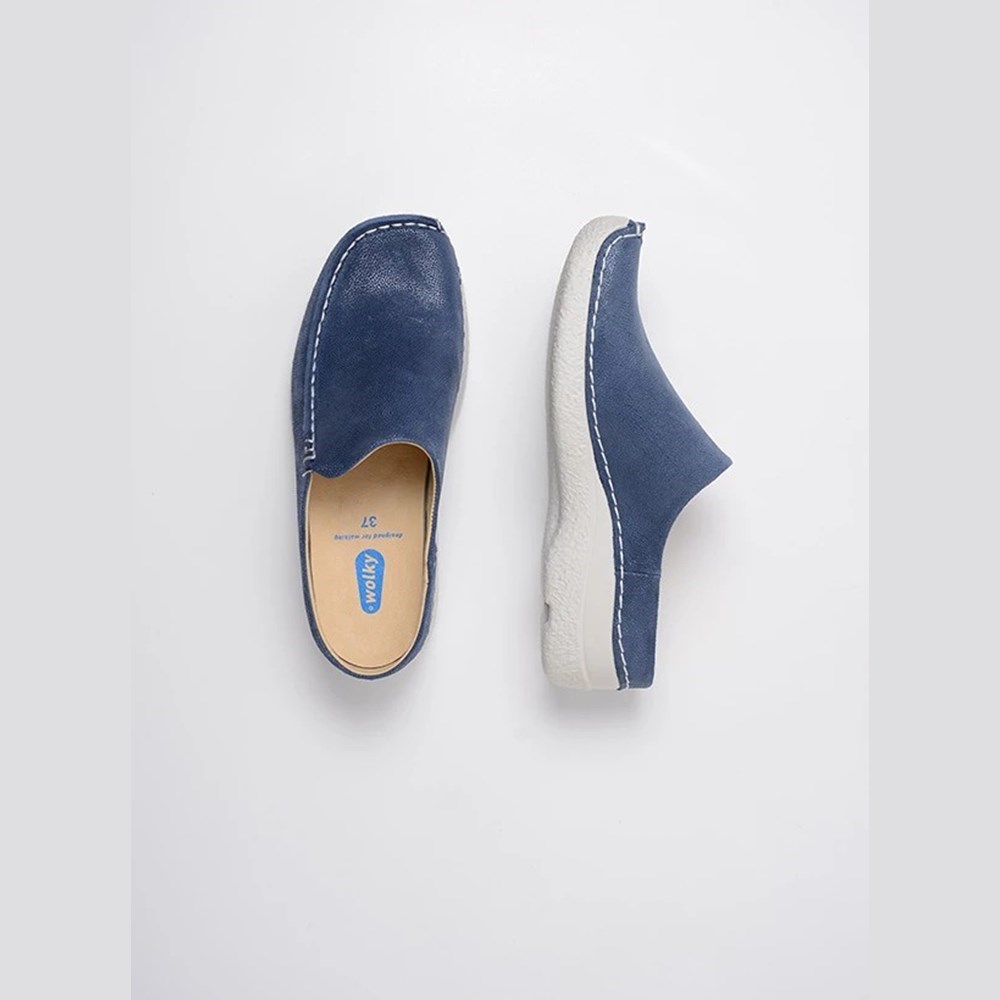 Blue Wolky Seamy Women's Slides | CYOK83649