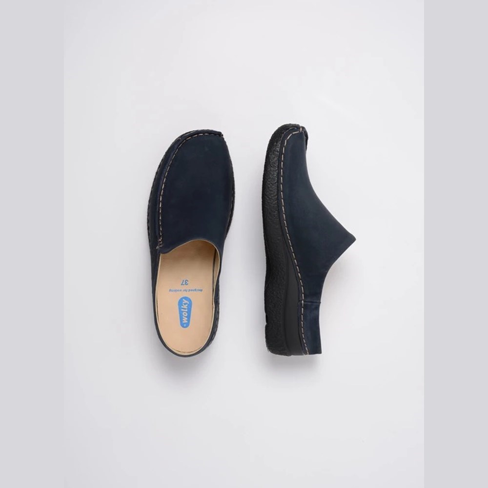 Blue Wolky Seamy Women's Slides | WEOH96157