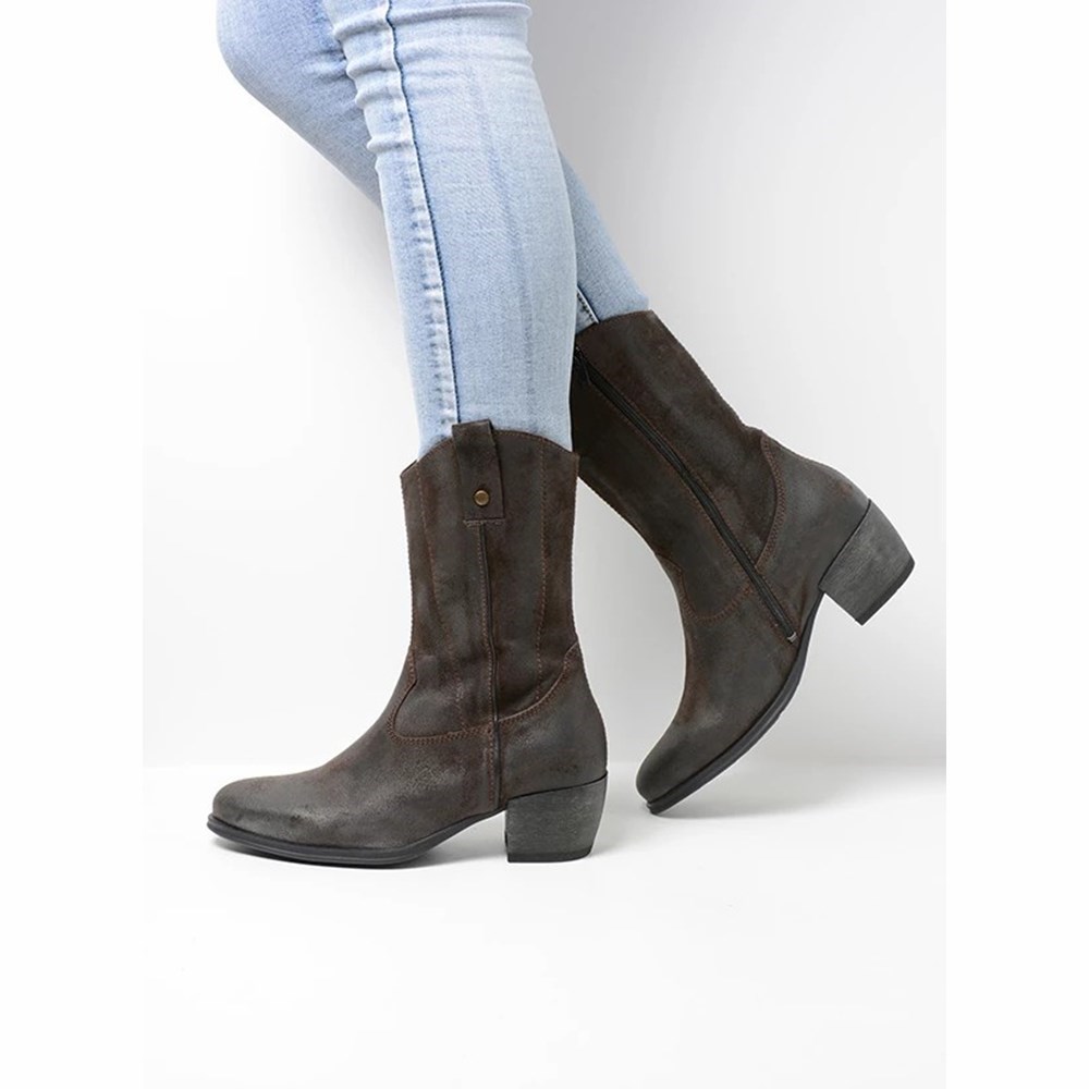 Brown Wolky Caprock Women's Mid Calf Boots | NRFM42678