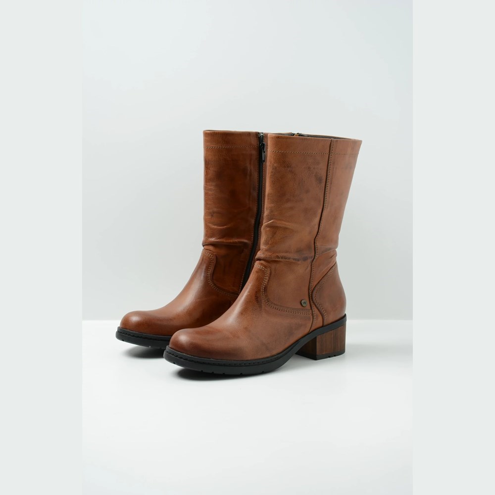 Brown Wolky Edmonton Women's Mid Calf Boots | OBJE14253