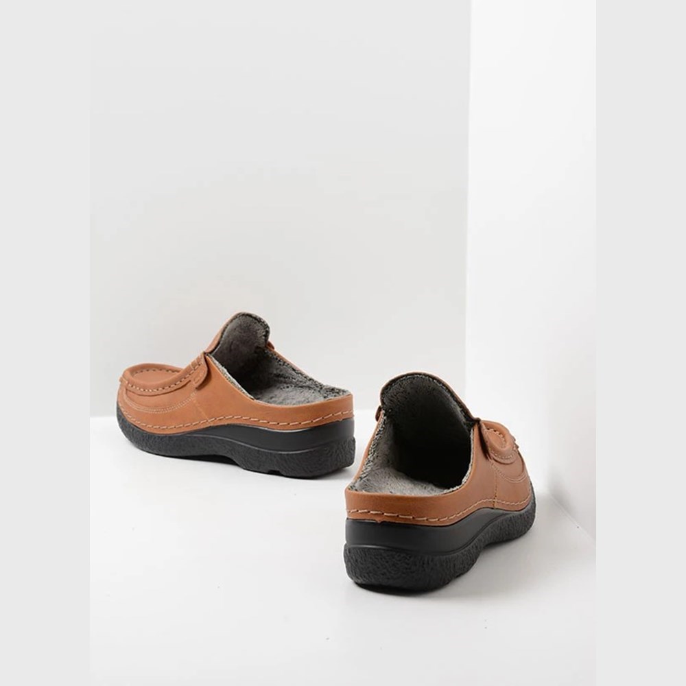 Brown Wolky Roll Vegan Women's Slides | YIWQ24175