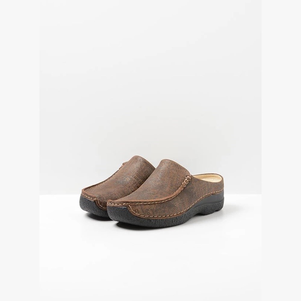 Brown Wolky Seamy Women's Slides | DIQJ27864