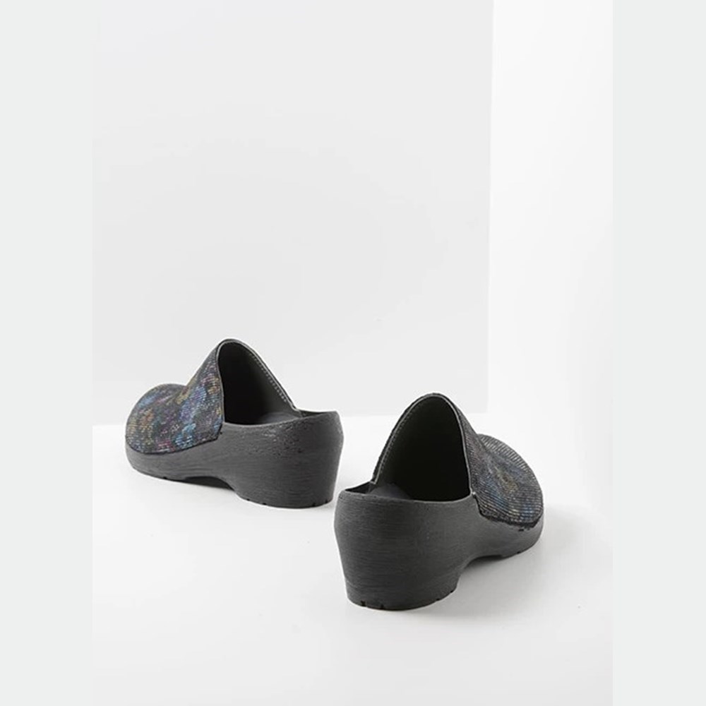 Flower Black Wolky Pro-clog Women's Clogs | HUKC34207