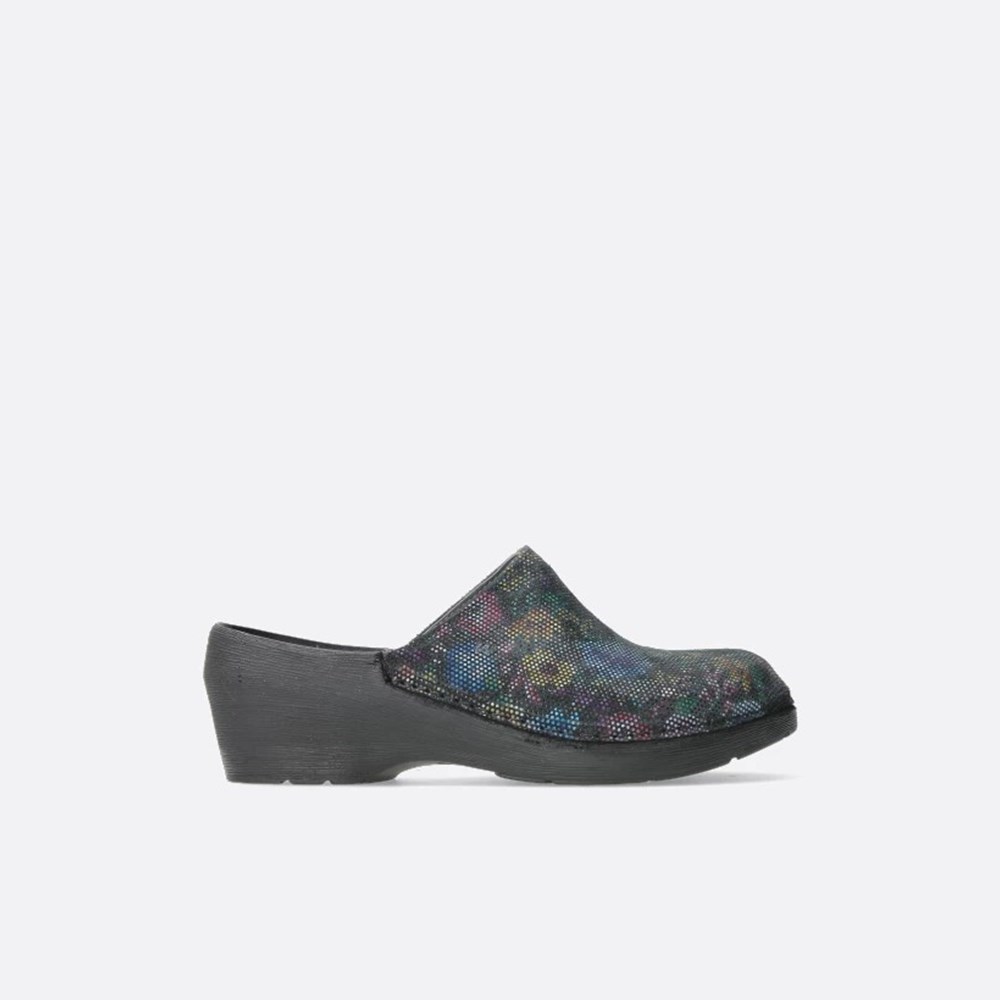 Flower Black Wolky Pro-clog Women\'s Clogs | HUKC34207