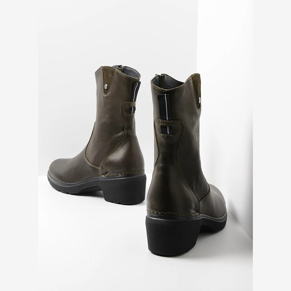 Green Wolky Arbol Women's Biker Boots | RWKB72105