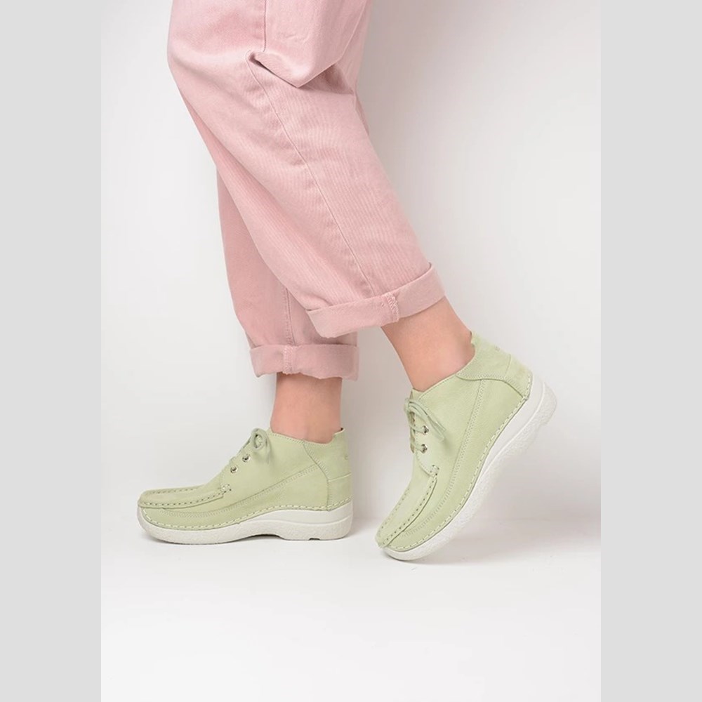 Green Wolky Roll Moc Women's Lace Up Shoes | YSRK59321